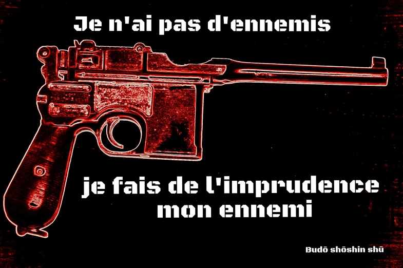the quote is written in french on an antique gun