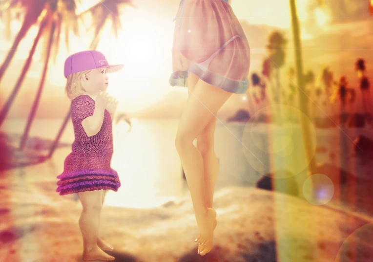 a picture of a little girl that is standing on a beach