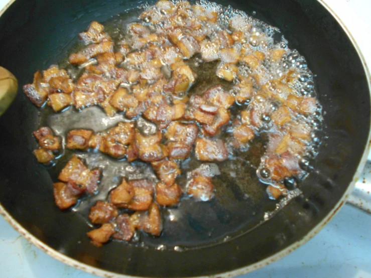 chunks of food being cooked on a set