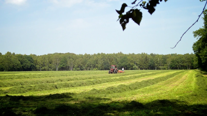 a large field with a tractor in it