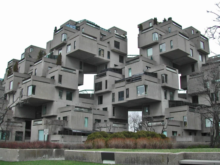 a large building that has very unusual shapes