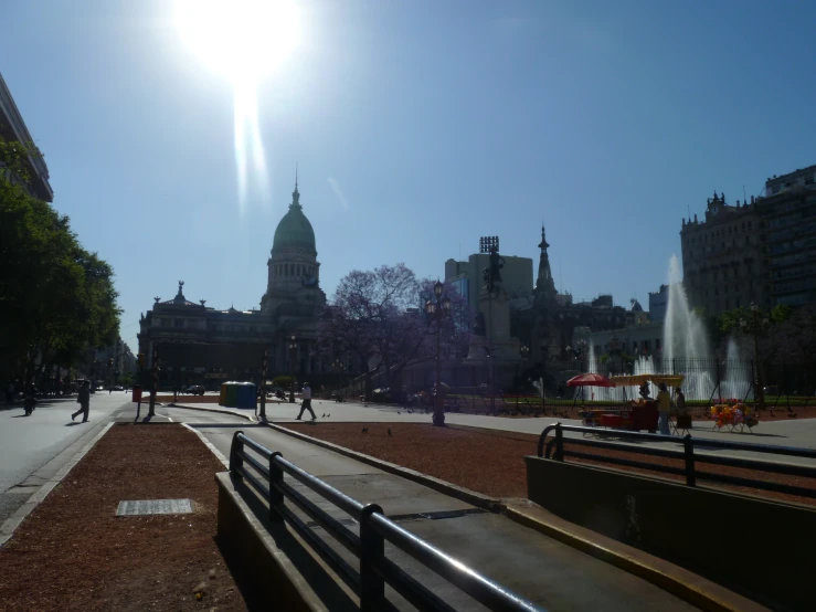 a beautiful sunny day on a city's waterfront