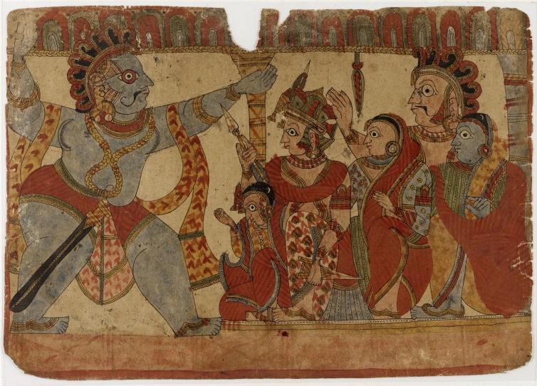 an old painting with three men in various poses