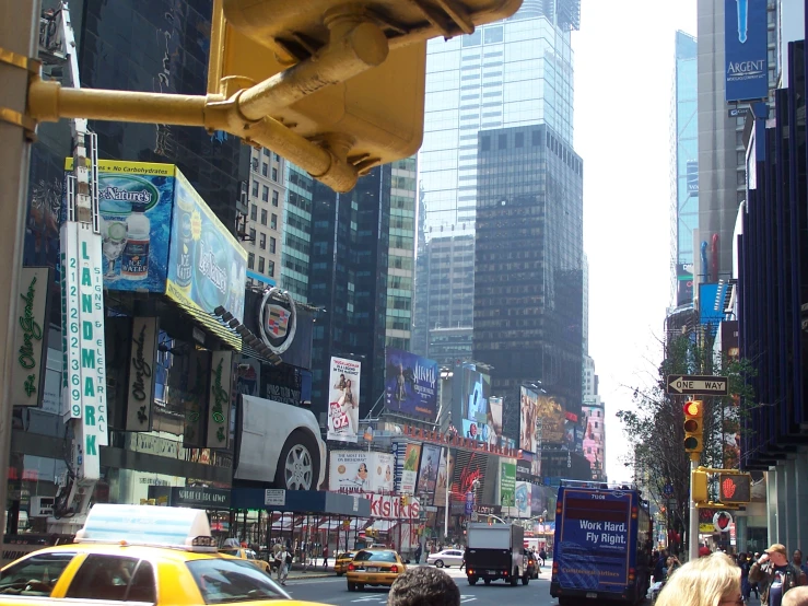 the street in new york city, looking towards times square