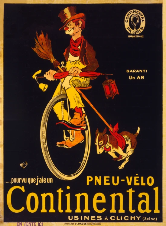 the advertit depicts an old gentleman riding his bicycle with a dog