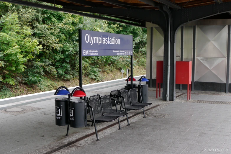 several chairs are set up on a platform