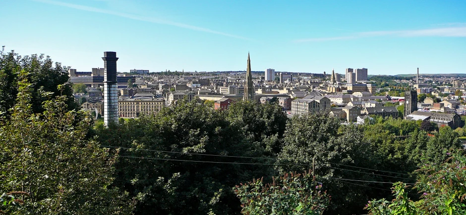 a city with lots of trees on top of it