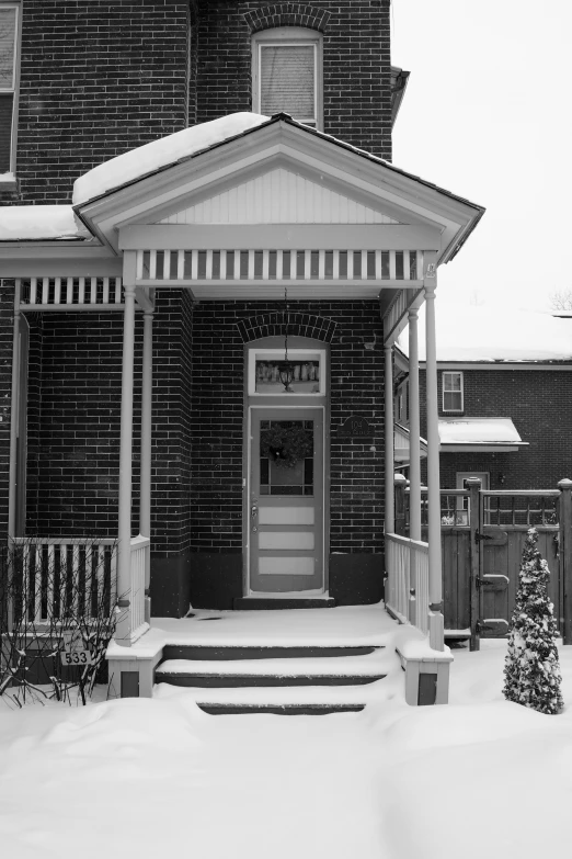 a house is covered with snow during winter