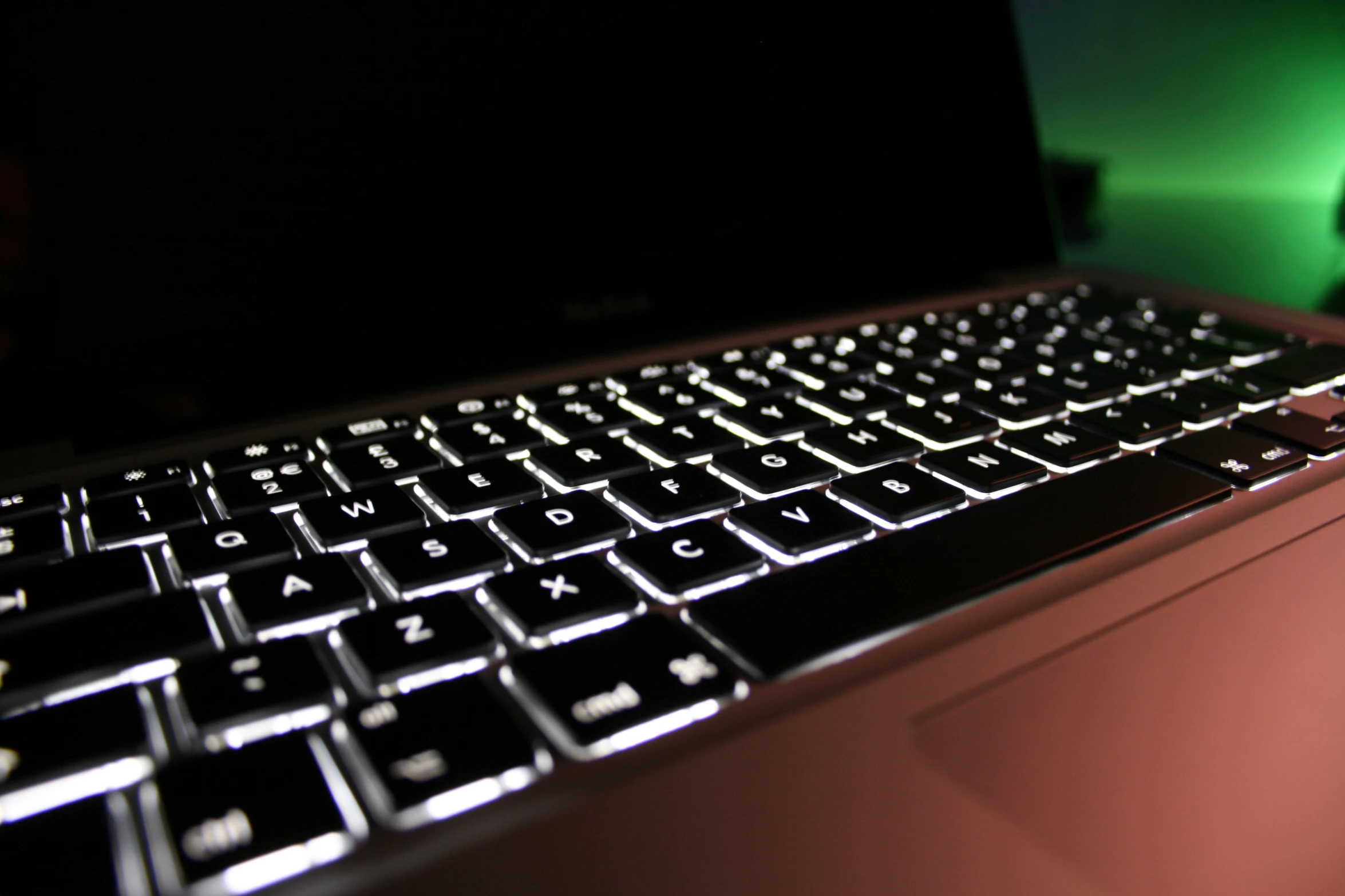 this is an image of the backlit keyboard of a laptop