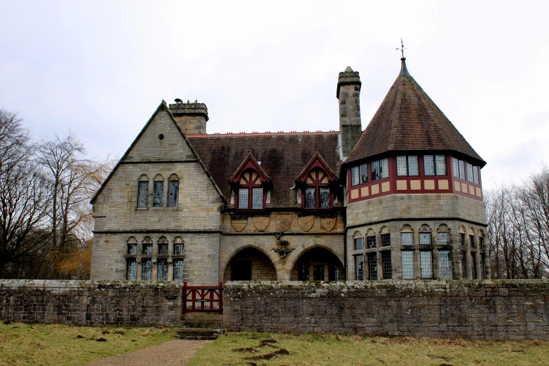 a very old building with some big windows