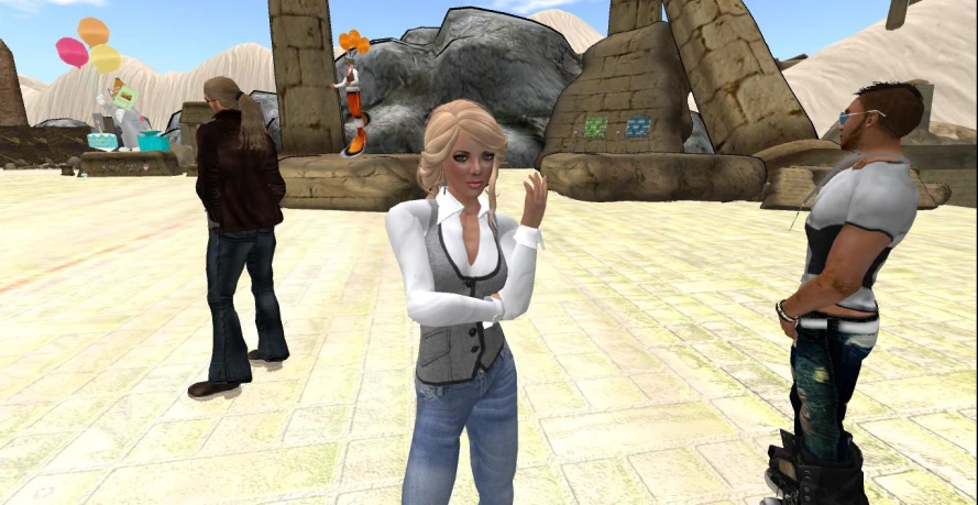 two females are standing in a virtual environment