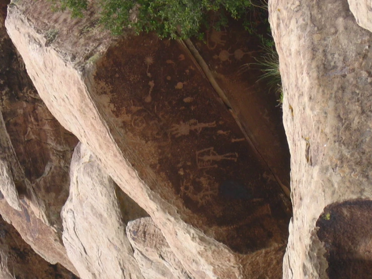 a picture of rocks and a tree on top