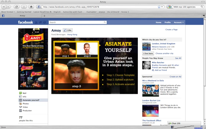 the screen with the facebook page, and the picture of an adult male
