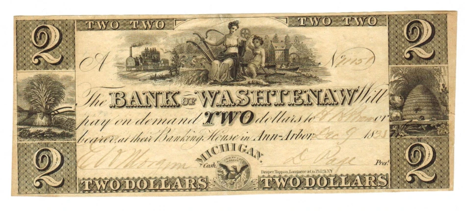a bill is seen with the word bank of washington on it