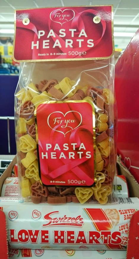 this item is packed with pasta heart shaped pasta