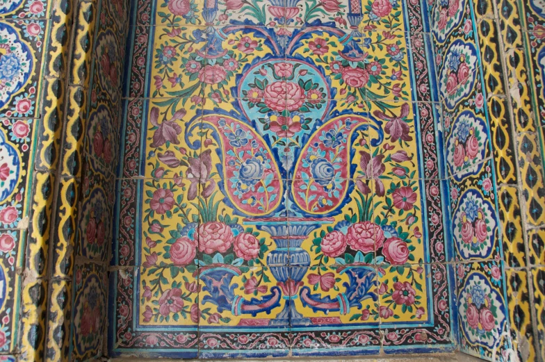 colorfully decorated and intricately painted wall