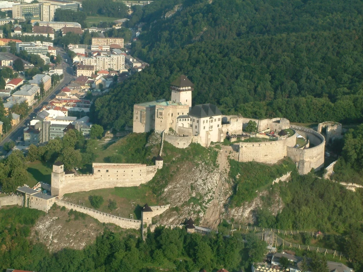 aerial view of ancient castle with its walls torn down