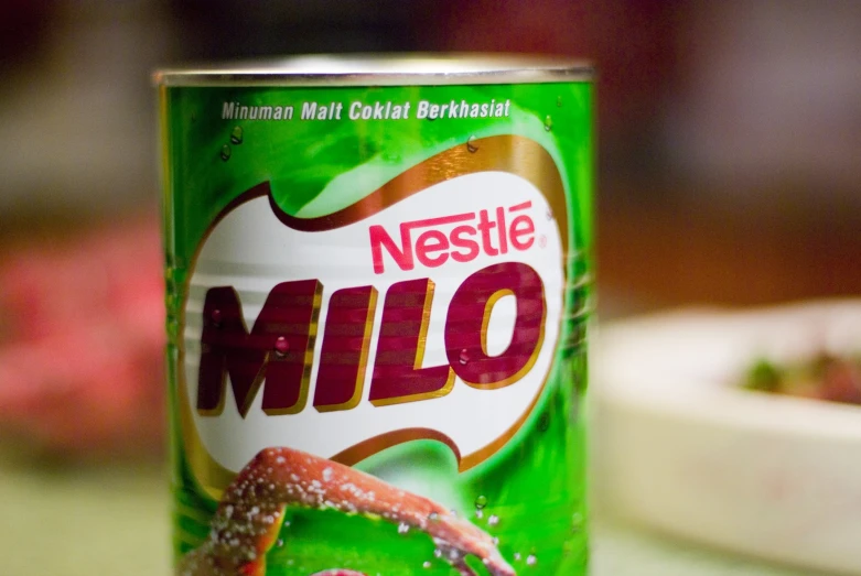 a close up view of a can of nestle milo juice