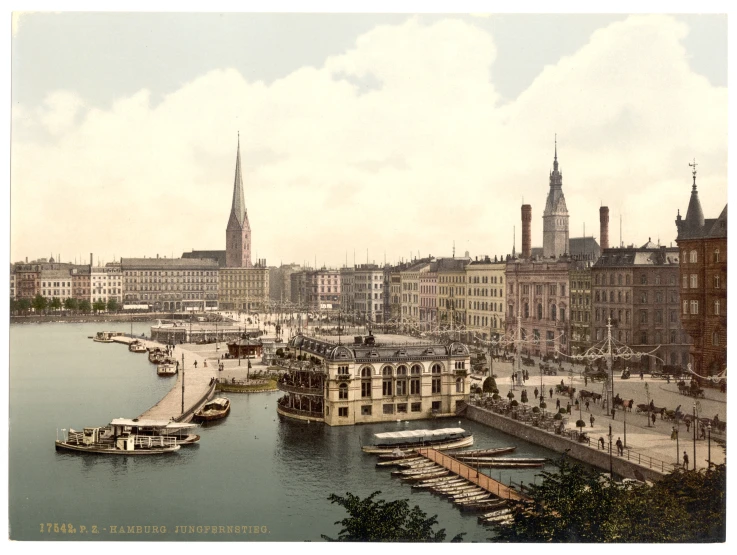 a city view from a height tower over the water