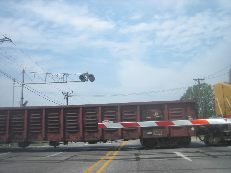 two trucks that are driving down the road