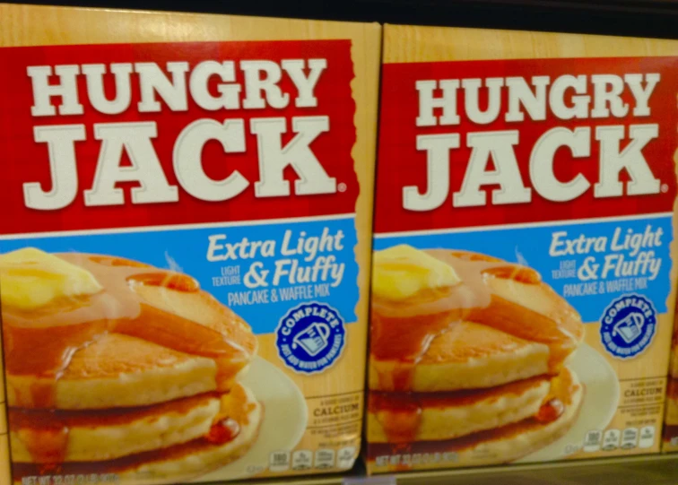 two boxes of hungry jack's extra light and fluffy pancake