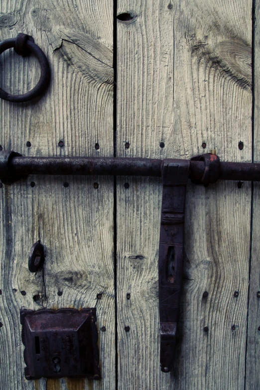 the door is made up of wooden boards