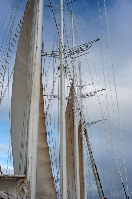 the mast and front sails of a boat