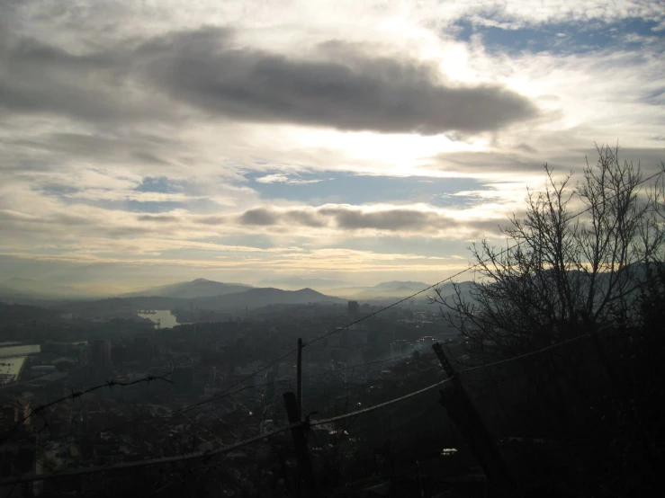 looking back at a sunset over a city