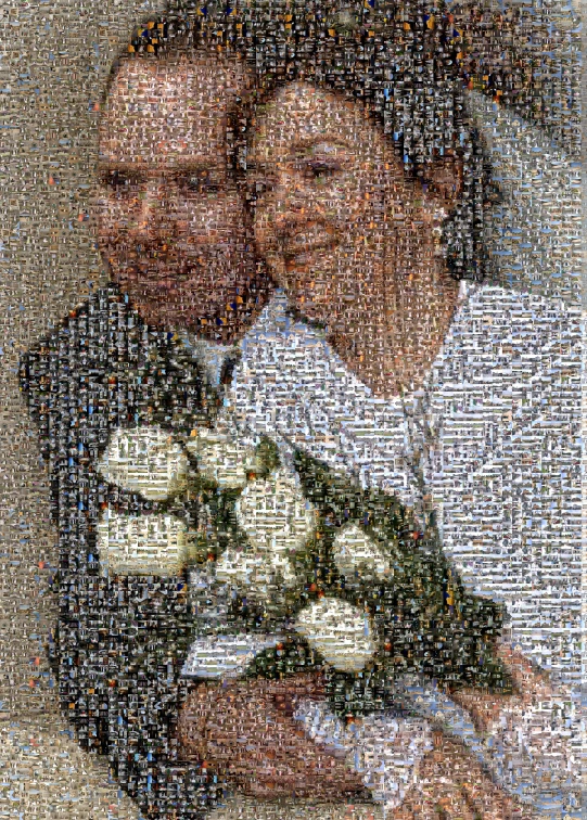 two people hold a bouquet of white flowers
