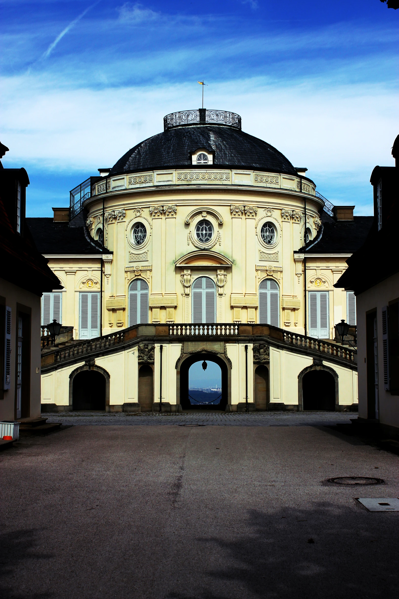 a round building with a huge entrance