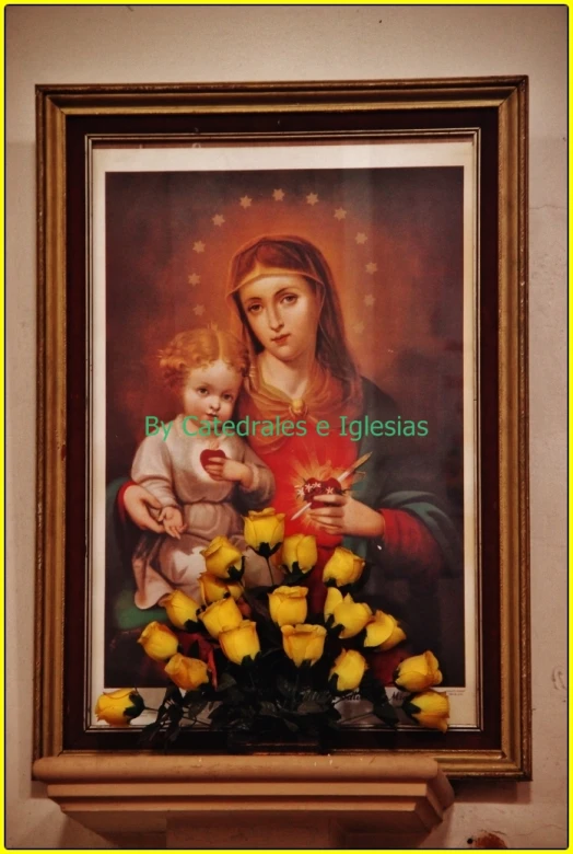 a painting with the virgin mary and baby jesus in it