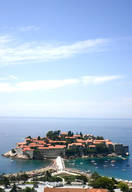 a view of an island from the air