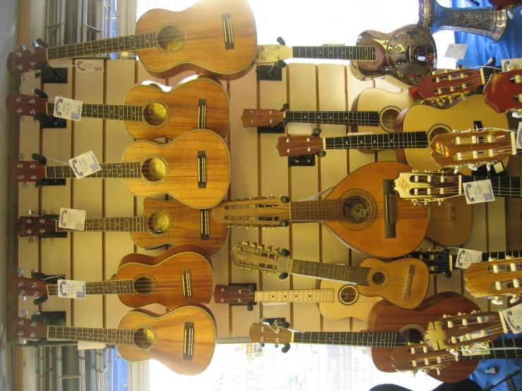 some guitars that are all on display for sale