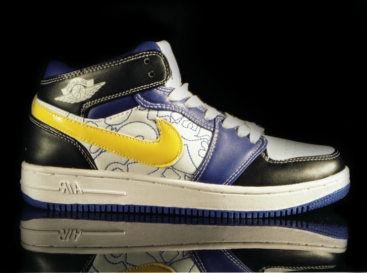 the nike air jordan 1 high ogp in blue, yellow and white