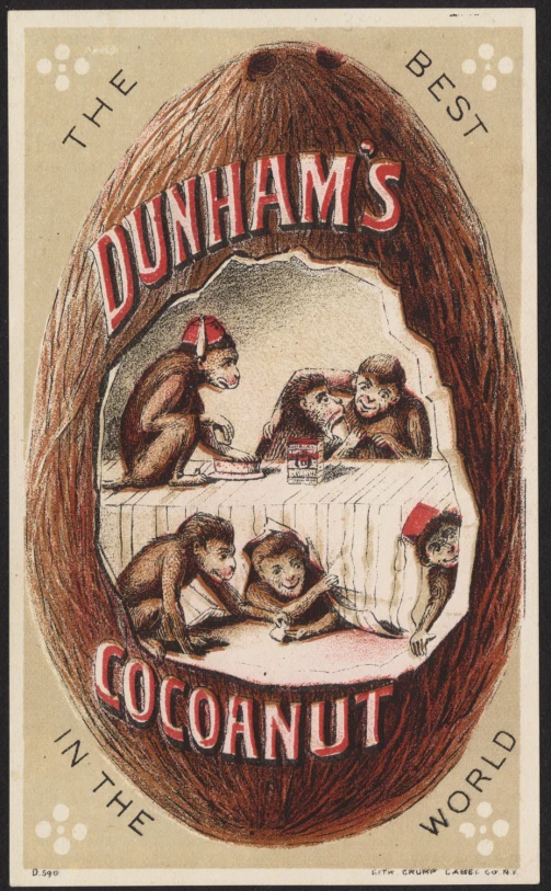an old advertit for a chocolate company featuring monkeys