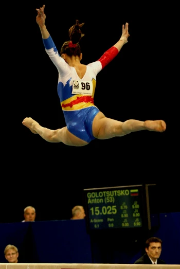 a women who is on the balance beam