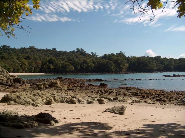this is a scenic beach on an island