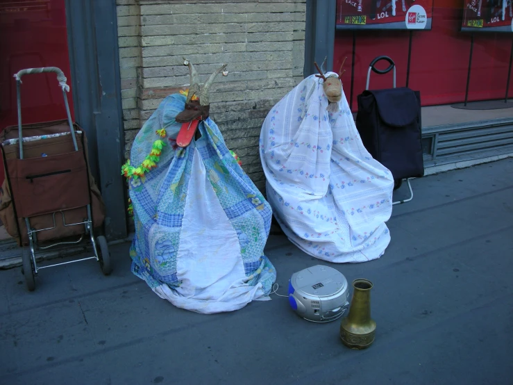 a couple of bags sitting next to each other