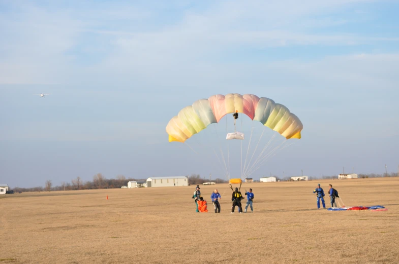 the group of people are flying the kite on the field