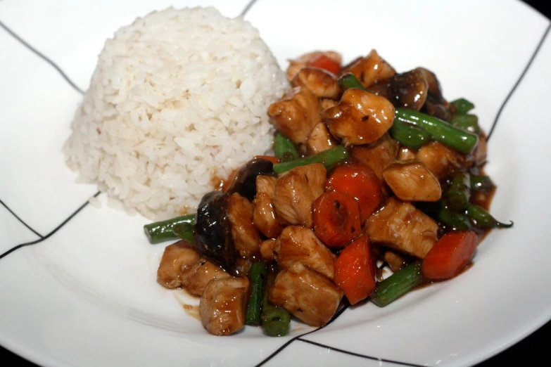 a plate with rice and vegetable is shown