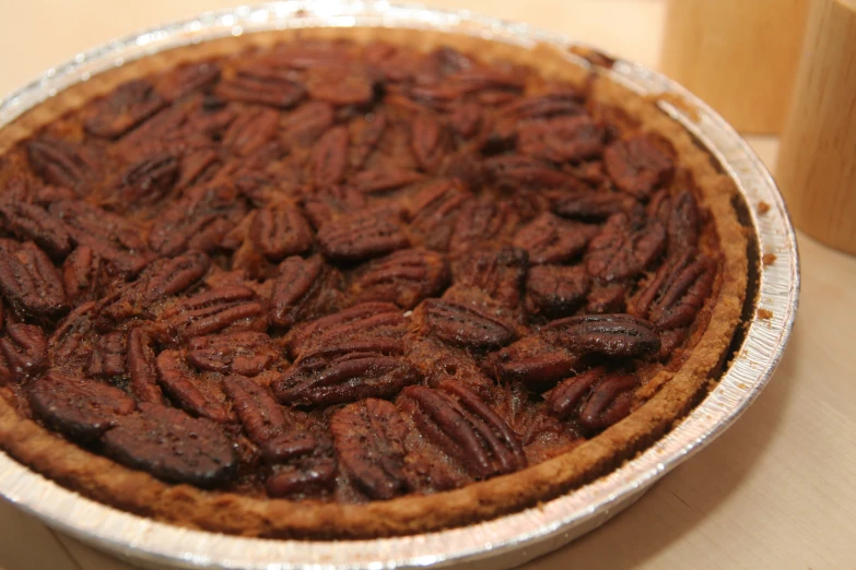 a tinfoil pie that has been placed on a table