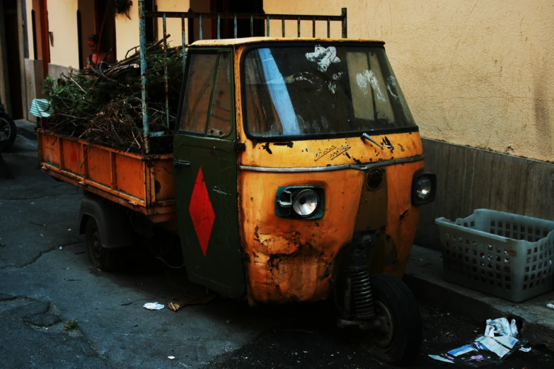 there is an old truck that has been decorated with flowers