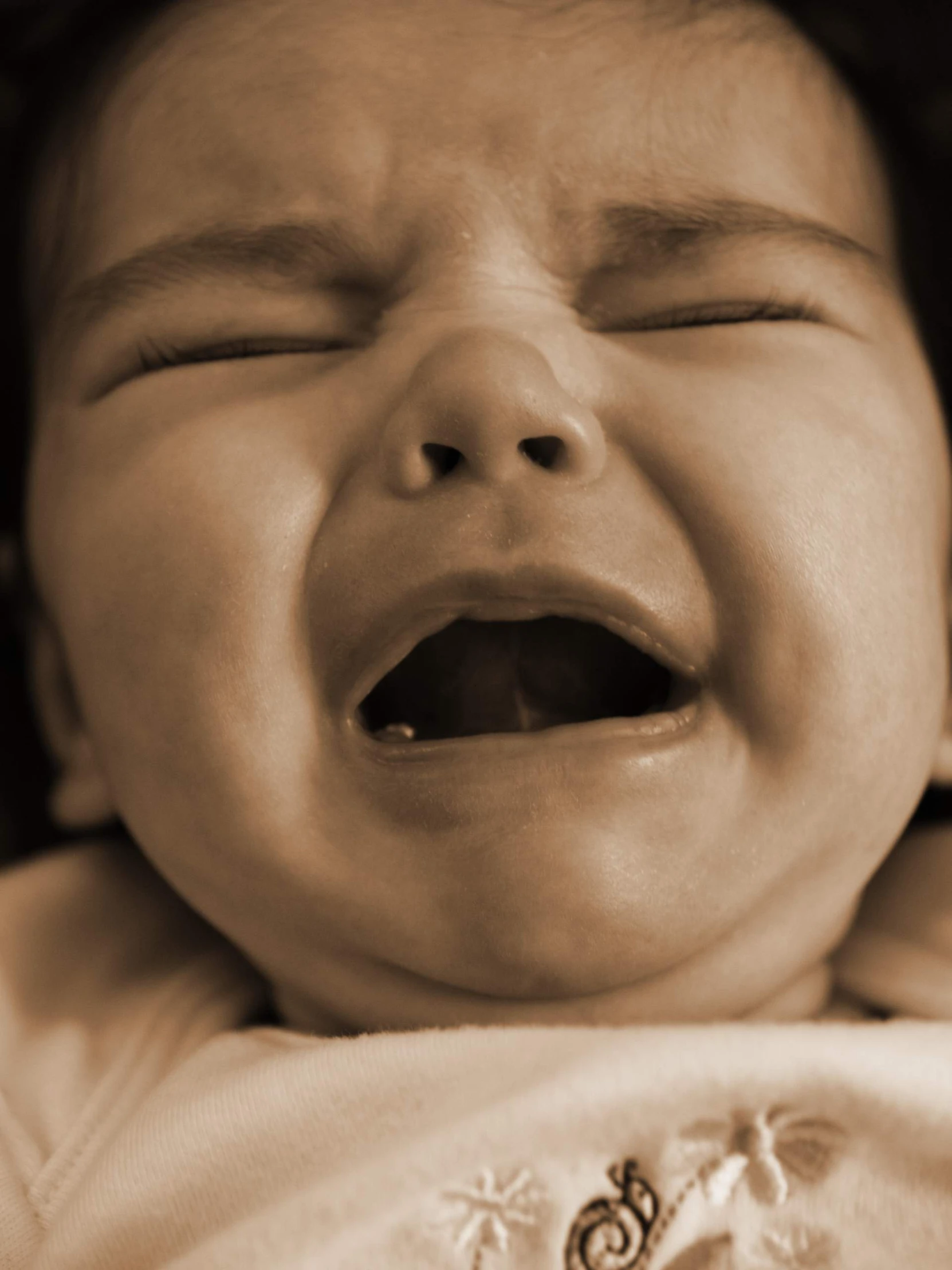 a close up of a baby laying down with his head on the baby's back