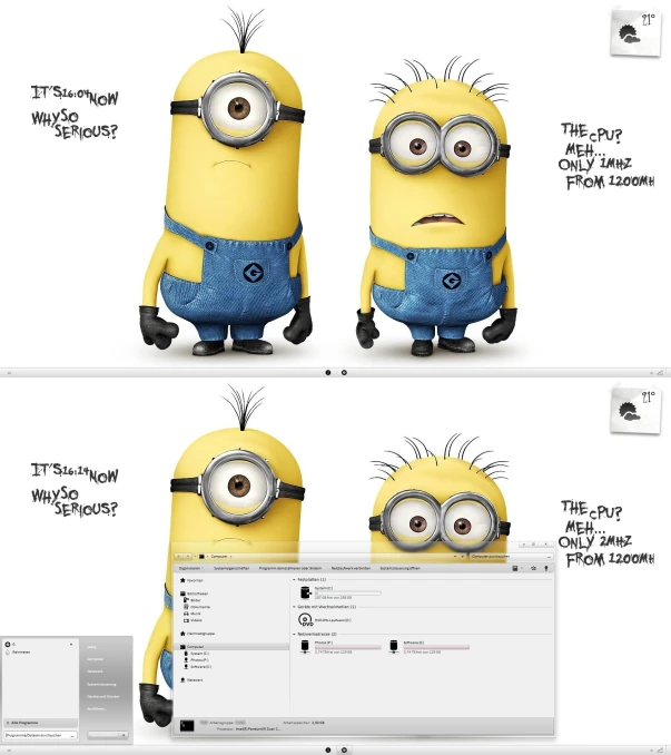 a computer screen shows a drawing of a minion with three different facial expressions