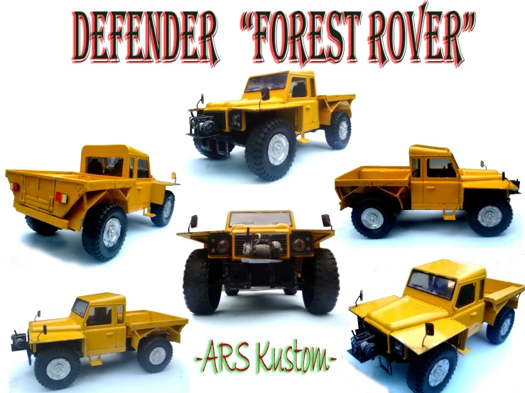 six different kinds of toys like dump trucks