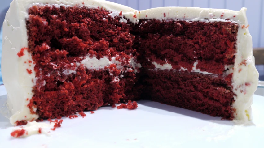 there is only one slice left of the red velvet cake
