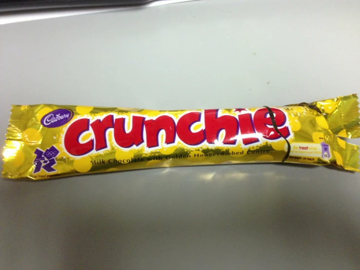 a bar of crunchie sitting on top of a counter
