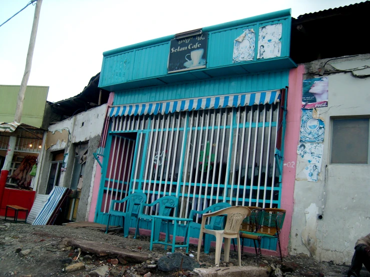 there is a shop in an old city