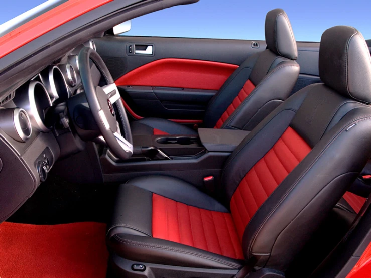 red leather seats in an orange sports car