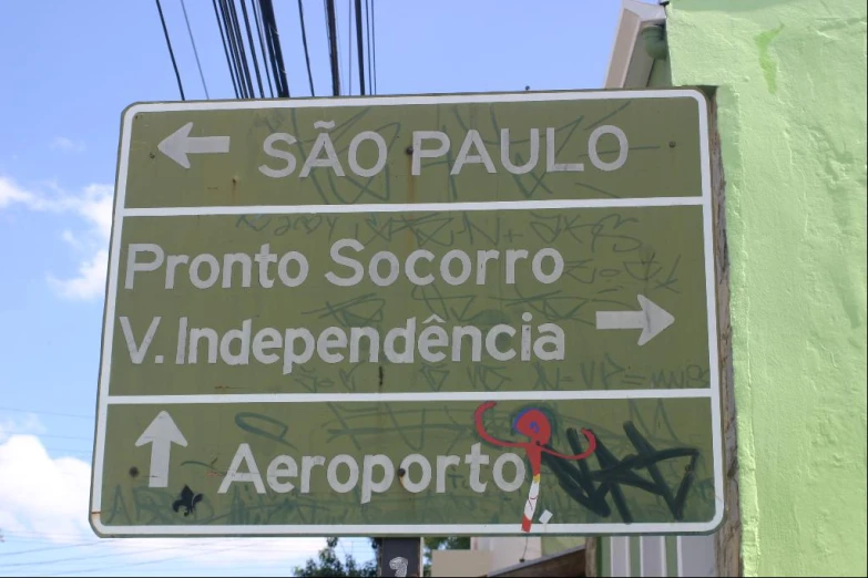 the sign is in spanish and indicates all the directions to where it's located